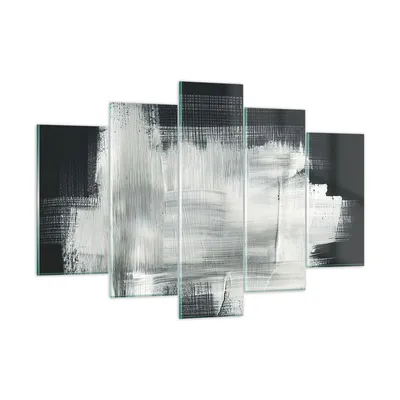 Produktbild von Bilder auf glas - 5 Teile - Abstraktion Schwarz Weiß - 150x100cm - Glasbilder - Wandbilder - Bilder - zum Aufhängen bereit - Wanddekoration aus Glas - Glas Bilder - Wandbild auf Glas - GEA150x100-4173