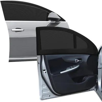 Image de Lot de 2 pare-soleil pour pare-brise, pare-soleil élastiques pour vitres de voiture, filet pare-soleil pour le camping