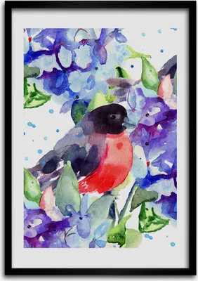 Produktbild von Bild - Bilderrahmen - Foto - 70 cm x 100 cm - MDF - Rahmen - Wandkunst - Vögel und Blumen