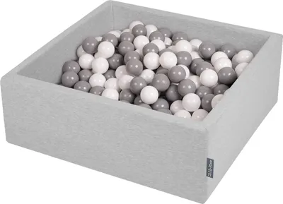 Obrázek produktu pro KiddyMoon 90x30cm/200 míčků ∅ 7cm Kulatý Suchý Bazén s míčky Certifikováno vyrobeno v EU, Světle Šedá:Bílá/Šedá