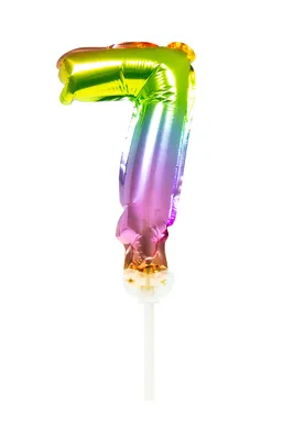 Produktbild von Tortendeko Ballonzahl, ca.13cm #7 Regenbogen