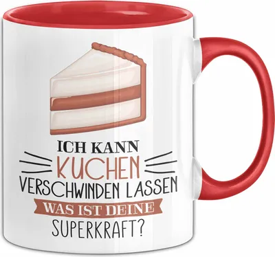 Produktbild von Kuchen-Liebhaber Tasse Geschenk Ich Kann Kuchen Verschwinden Lassen Was Ist Deine Superkraft (Rot)