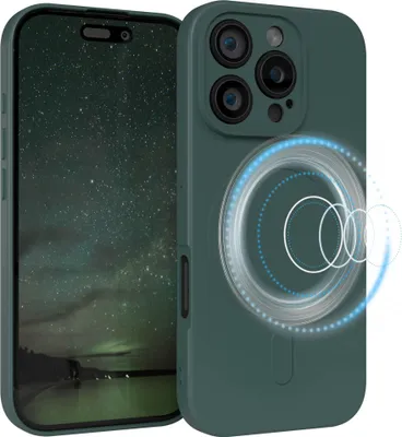 Produktbild von EAZY CASE - Silikonhülle magnetisch für Apple iPhone 16 Pro, Hülle Silikon, weich stoßfeste Magnet Handyhülle, Schutzhülle mit Kameraschutz, TPU Bumper in Grün