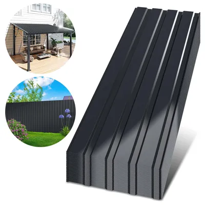 Image de Eikuavons 36x tôle trapézoïdale 115 cm x 45 cm = 18 m² de tôle de toiture pour abri de jardin ou carport, anthracite, galvanisée, tôle profilée, tôle murale, tôle de toiture, tôle ondulée, panneaux de toiture