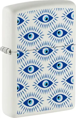 Obrázek produktu pro Benzínový zapalovač Zippo - design ochranného oka - odolný proti větru a matně bílý