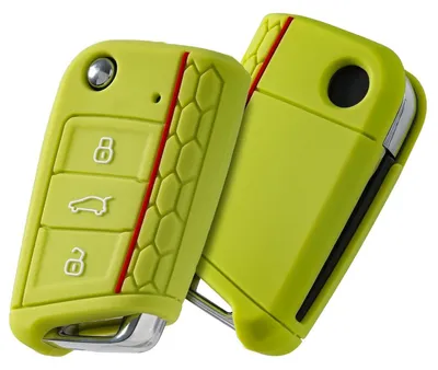 Image de Housse en silicone pour clés de voiture, compatible avec VW Golf 7, Polo, Tiguan, Skoda, couleur vert pomme