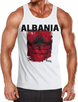 Produktbild von EM Tanktop Herren Fußball Albanien Flagge Fanshirt Waschbrettbauch MoonWorks®  L