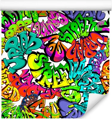 Zdjęcie produktu dla Tapeta ścienna nowoczesna kolorowe napisy graffiti Dekoracja Abstrakcja do pokoju nastolatka 3D
