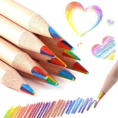 Produktbild von 10 Buntstifte, 7-in-1 Regenbogenstifte, Regenbogenbuntstifte für Erwachsene oder Kinder, Mehrfarbstifte für Kunst und Zeichnen