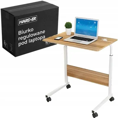 Obrázok produktu pre Výškovo Nastaviteľný Stôl Stolík Na Notebook 71–90 Cm Na Kolieskach Doska 60 X 40 Cm Pre Pohodlnú Prácu V Sede Aj V Stoje