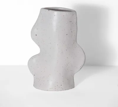 Image de Fluxo Vase en céramique moyen blanc - Vase à fleurs fait main 10x6x17cm - Vase