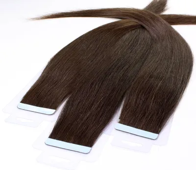 Produktbild von hair2heart Tape Extensions Echthaar Glatt - 10 Tapes 2.5g 40cm Braun