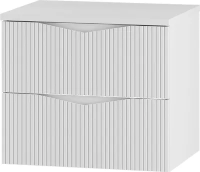 Produktbild von Badezimmer Waschtischunterschrank mit 60 cm Breite in weiß mit gerillter Front, 2 Schubladen - CALURI-140