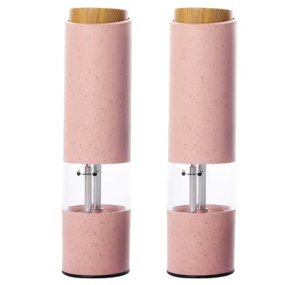Produktbild von Pfeffermühle Elektrische Salzmühle Gewürzmühle mit Licht Keramikmahlwerk Set Einstellbare Feinheit Salz und Pfeffer Mühle Batteriebetrieben(2 Stück rosa)