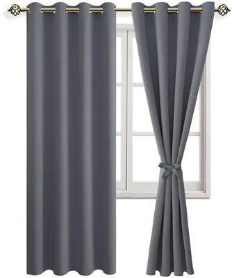 Productafbeelding van Blackout gordijnen 200 x 140 cm - eyelet gordijnen grijs - verduisterend - ideaal voor slaapkamer en woonkamer