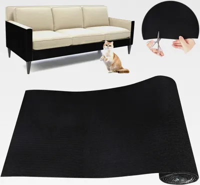 Produktbild von Kratzmatte Selbstklebend Kratzschutz Sofa Katze: DIY Kratzbrett Katze Kratzteppich Katzen Wand - AntiKratz Tape für Katzenständer, Katzebäume, Katzemöbel und Couch Schutz (Schwarz, 40×200cm)