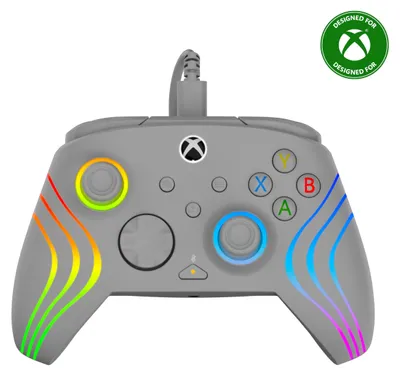 Produktbild von Turtle Beach Afterglow Wave Controller Grau Wired RGB Gaming Controller – Lizenziert für Xbox Series X oder S, Xbox One und Windows, Gamepad, PC, Xbox, Xbox One, Xbox Series S, Xbox Series X, D-Pad, Schaltfläche Optionen, Mehrfarbig, Kabelgebunden, USB