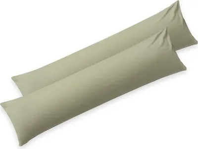 Produktbild von Blumtal Seitenschläferkissen Bezug 40 x 145 (2er Set Kissenbezüge) - Grün - Kissenhülle mit Reißverschluss