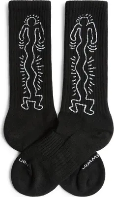 Image de Jimmy Lion Keith Haring Dancer Chaussettes longues Noir EU 41-46 Hommes,Femmes Noir EU 41-46