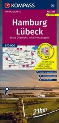 Immagine prodotto di KOMPASS Carta ciclistica 3341 Amburgo, Lubecca 1:70.000