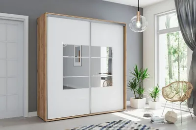 Produktbild von Kleiderschrank mit Spiegel ANASTACIO, Breite 125 cm, Höhe 215 cm