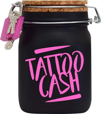 Produktbild von Spardose Geld Geschenk Ideen Tattoo Cash Schwarz Pink Größe L 1 Liter