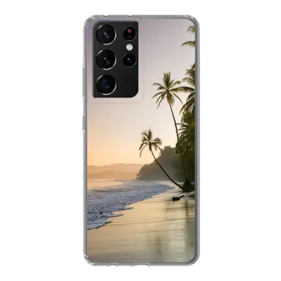 Produktbild von MuchoWow® Handyhülle Schutzhülle Hülle für Samsung Galaxy S21 Ultra Strand - Sonnenuntergang - Tropisch Silikon Softcase Handy Hülle - Mobiltelefon