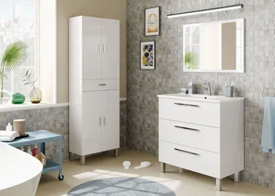 Produktbild von Badezimmer-Set >ATHENA< in weiß glänzend - 80x86x45 (BxHxT)