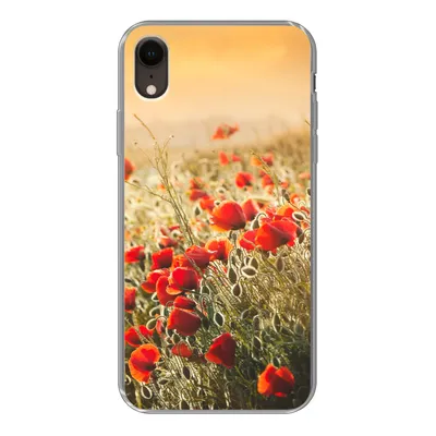 Produktbild von MuchoWow® Handyhülle Schutzhülle Hülle für iPhone XR Sonnenstrahlen über einem Mohnblumenstrauß Silikon Softcase Handy Hülle - Schutzdeckel