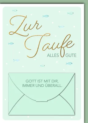 Produktbild von Taufe Geldgeschenkkarte Glückwunschkarte mit Umschlag Geldkarte Fische Zur Taufe alles Gute Gott ist mit Dir
