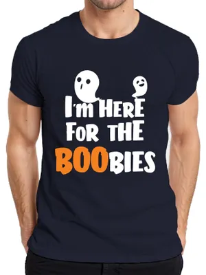 Obrázok produktu pre Som tu kvôli prsiam Halloween Ghost Funny y Party Kostým Pánske tričko, námornícka farba, XL