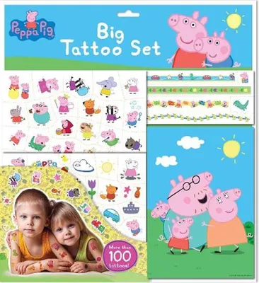 Produktbild von Peppa Pig Großes farbenfrohes Tattoo-Set mit über 100 Tattoos und Zeichenheft