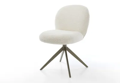 Produktbild von DELIFE Drehstuhl Nube-Flex Bouclé Weiß Kreuzgestell breit Effektfinish Titan 360° drehbar Wippfunktion Taschenfederkern