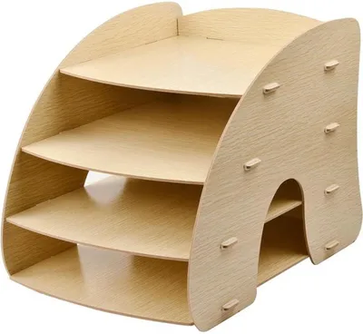 Immagine prodotto di Azomor® Organizer da scrivania in legno a 4 ripiani per un'organizzazione efficiente dell'ufficio e un archiviazione elegante