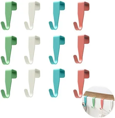 Image de Crochets de porte, lot de 12, pivotants, pour vêtements, blancs