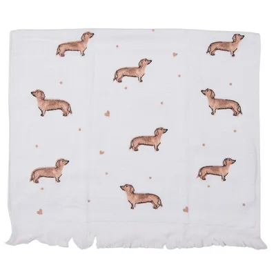 Produktbild von Clayre & Eef Gästehandtuch 40x66 cm Beige Braun Baumwolle Dackel
