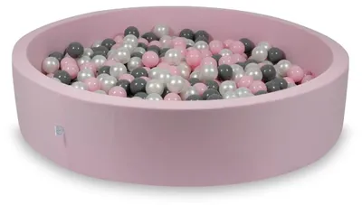 Obrázek produktu pro Suchý bazén, pudrově růžový, 130x30, s 600 koulemi: Perleťová, šedá, světle růžová