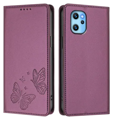 Image de Étui en cuir pour Umidigi Power 7 Max, motif papillon, étui à rabat avec porte-appareil, violet