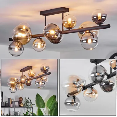 Produktbild von Isorella Deckenlampe aus Metall/Glas in Schwarz/Bernstein/Rauchfarben/Klar