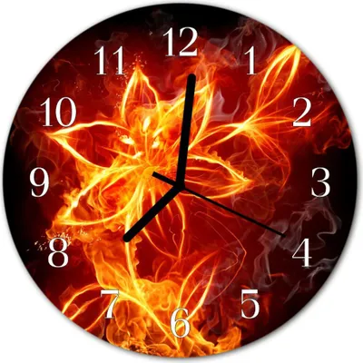 Produktbild von Glasuhr Wanduhr Küchenuhr Echt-Glas 30fi cm Feuerblume orange