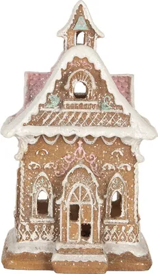 Immagine prodotto di Clayre & Eef Casa di pan di zenzero con LED 9x10x15 cm Plastica marrone