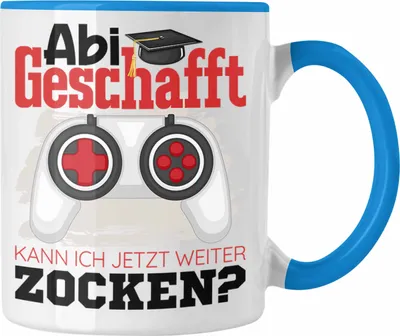 Produktbild von Trendation - Abi Geschafft Abitur Prüfung Bestanden Tasse Geschenk Kann Ich Jetzt Weiter Zocken Gamer Geschenkidee (Blau)