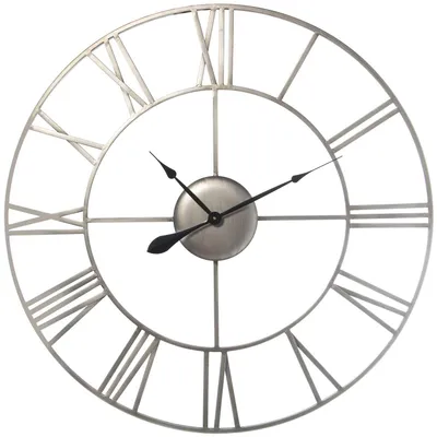 Runde Wanduhr aus Metall, silberfarben, 90 x 4 cm