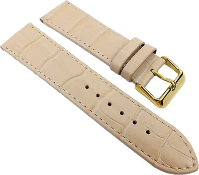 Produktbild von Uhrenarmband Leder beige Alligator Prägung Big Fashion 21929G, Anstoß:22 mm