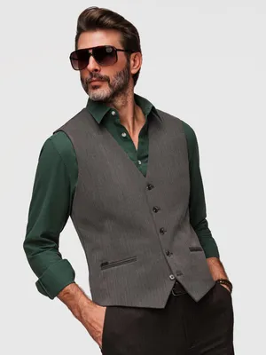 Produktbild von OMBRE Gilet Slim Fit Eleganz Casual V65 dark grey L