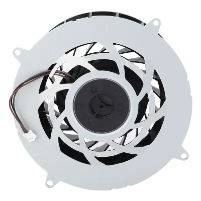 A close-up view of a cooling fan for a gaming console.