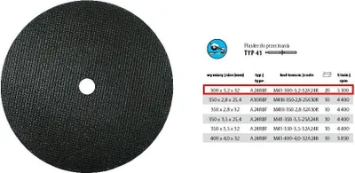 Immagine prodotto di Disco da taglio per metalli Incoflex 300 x 3,2 x 32 mm
