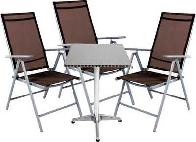 Produktbild von Bistrogarnitur 4-teilig Aluminium - Textilen / Schokobraun