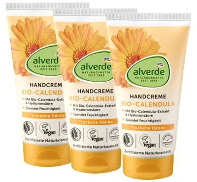 Produktbild von 3 x  alverde Naturkosmetik - Hand- & Nagelcreme - Bio-Calendula & Bio-Aloe Vera  (3 x 75 ml)