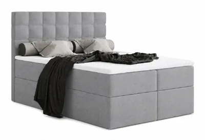 Produktbild von Boxspringbett MERA OHNE Topper, mit Bettkasten, Bonellfederkern H3, Doppelbett, Polsterbett mit Stauraum, (120x200, Dunkelgrau - AURA 24)